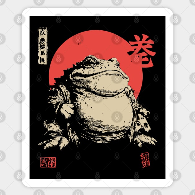 The Frog King Majestic Toad Japanese Scroll Art Magnet by TuncGK